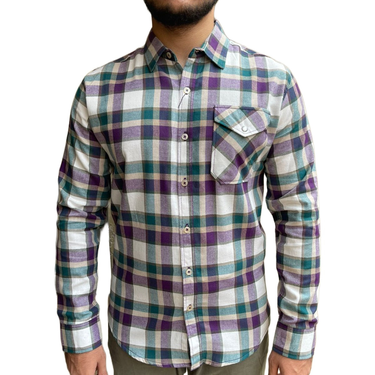 Men's Combination Check Casual Shirt