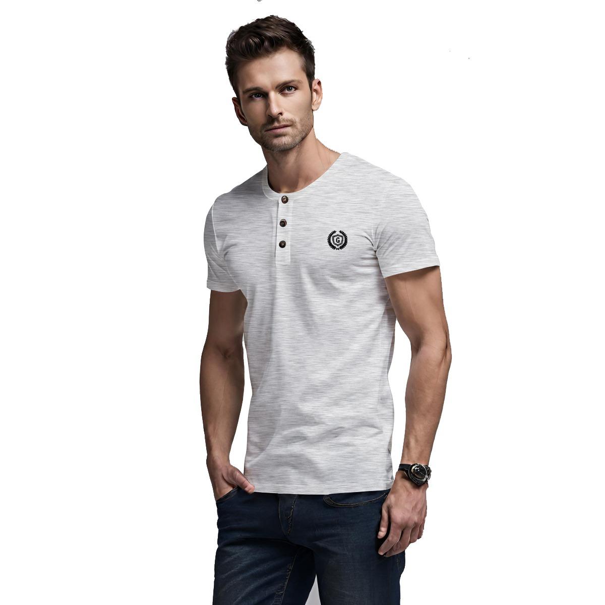 HG SIGNATURE EMB HENLEY TEE - HYDER GRAY