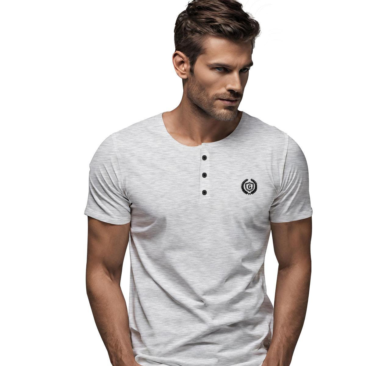 HG SIGNATURE EMB HENLEY TEE - HYDER GRAY