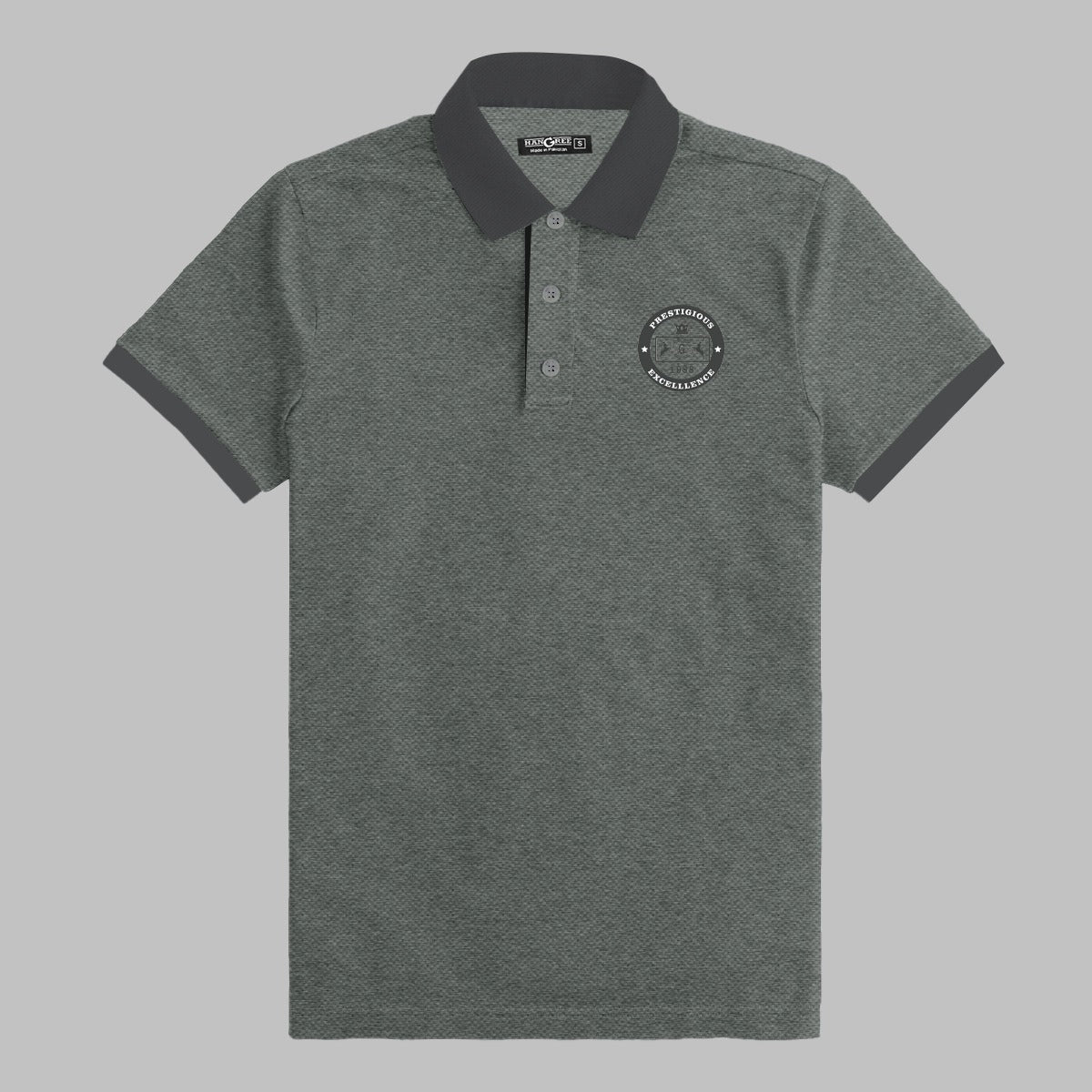 HG Excellence Emb Contrast Collar Polo Shirt - Gray