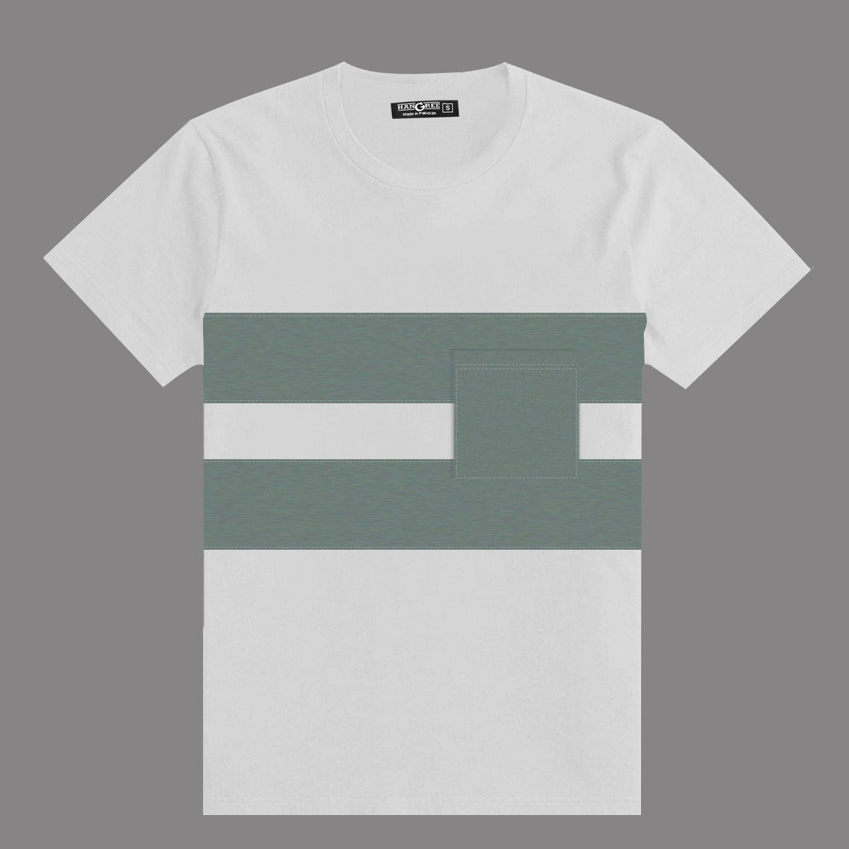 Green White Panel Tee Shirt For Men's