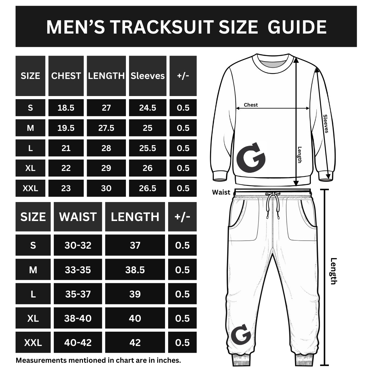 Men's Polyester Tracksuit for Winter - Black