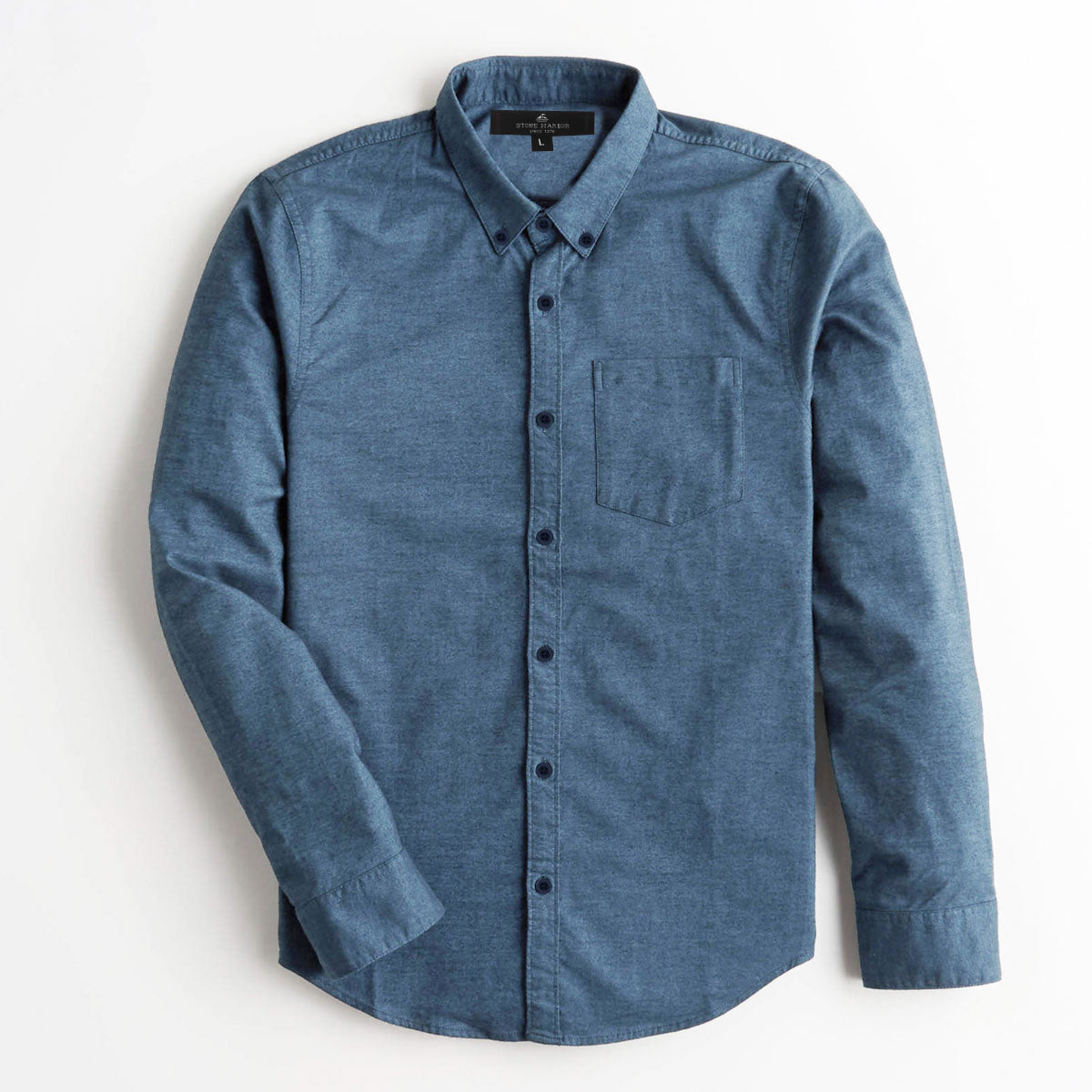 S/H Prime Blue Winter Solid Casual Shirt