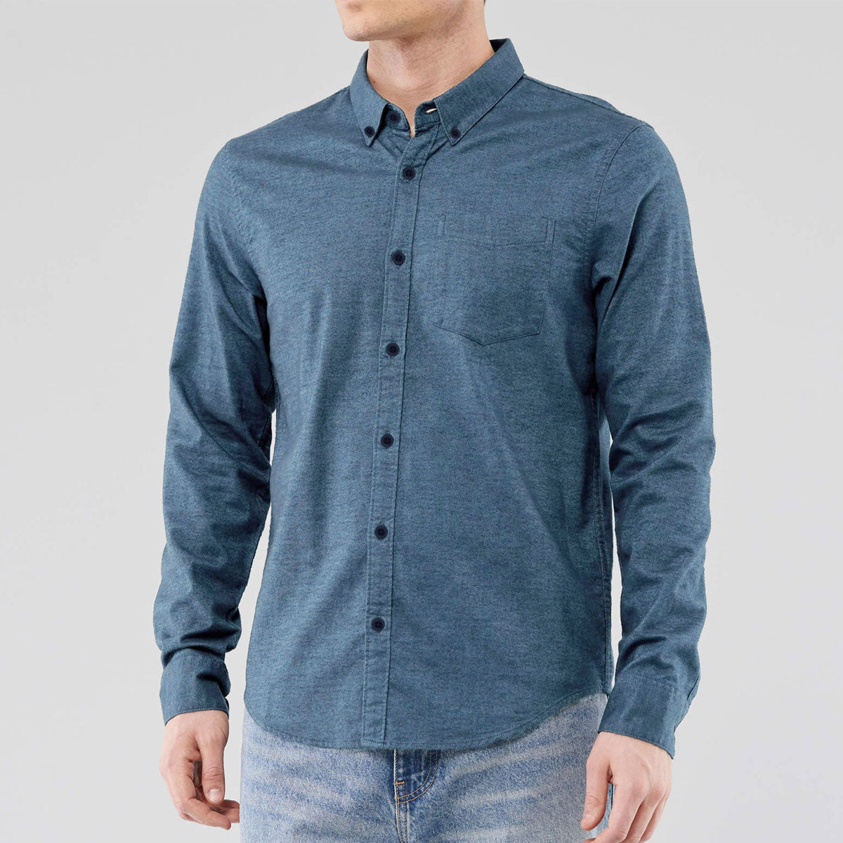 S/H Prime Blue Winter Solid Casual Shirt