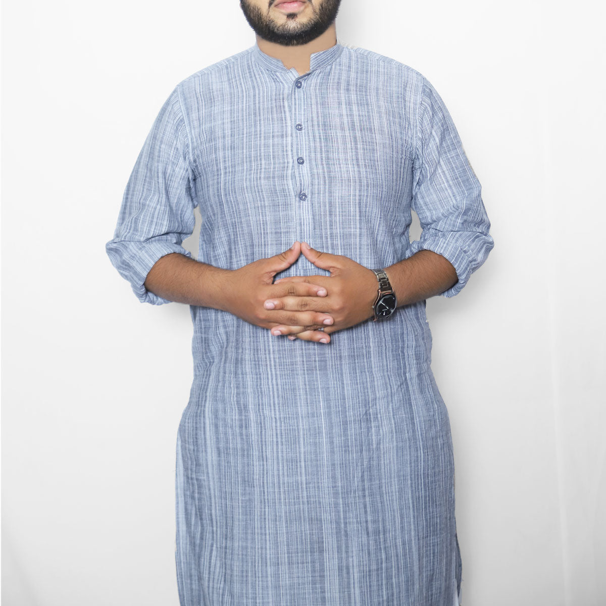MENS LIGHT GRAY KHADDI COTTON KURTA