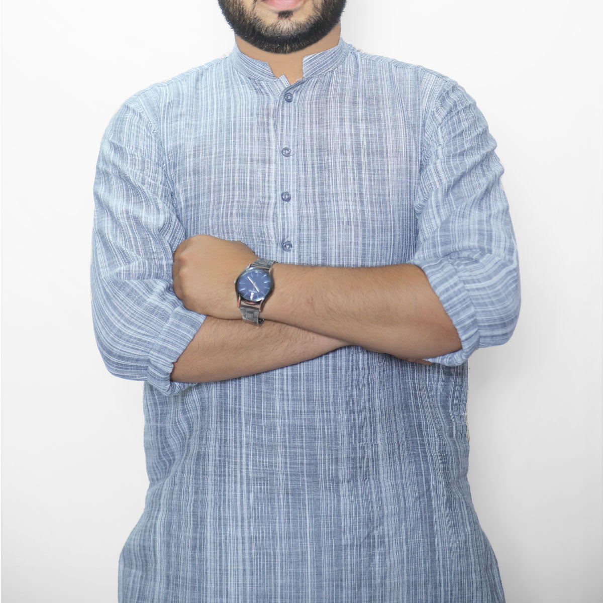 MENS LIGHT GRAY KHADDI COTTON KURTA