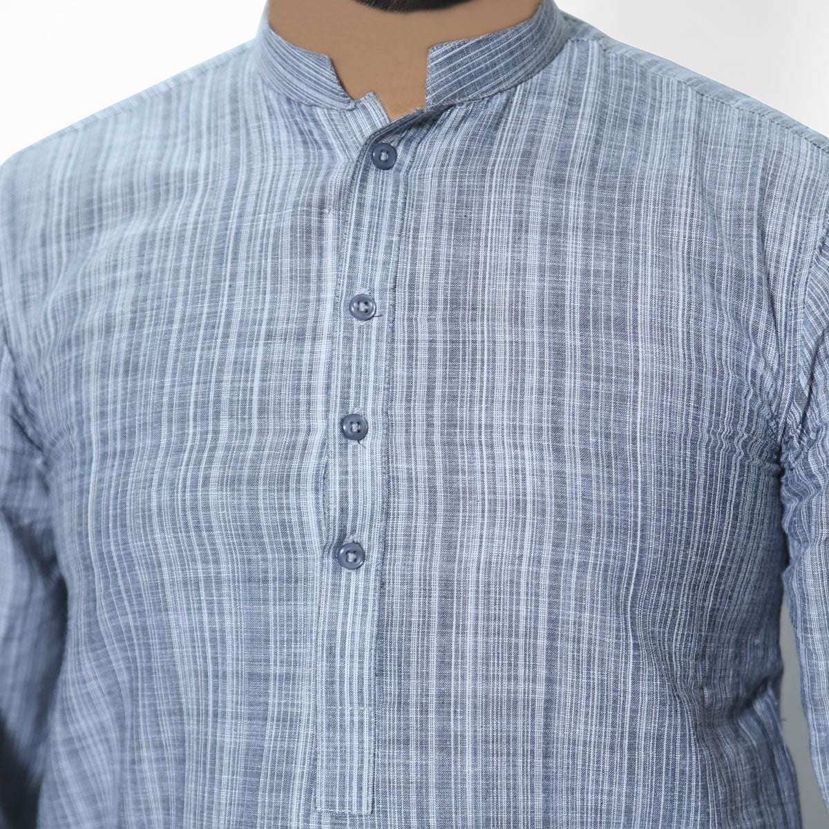 MENS LIGHT GRAY KHADDI COTTON KURTA