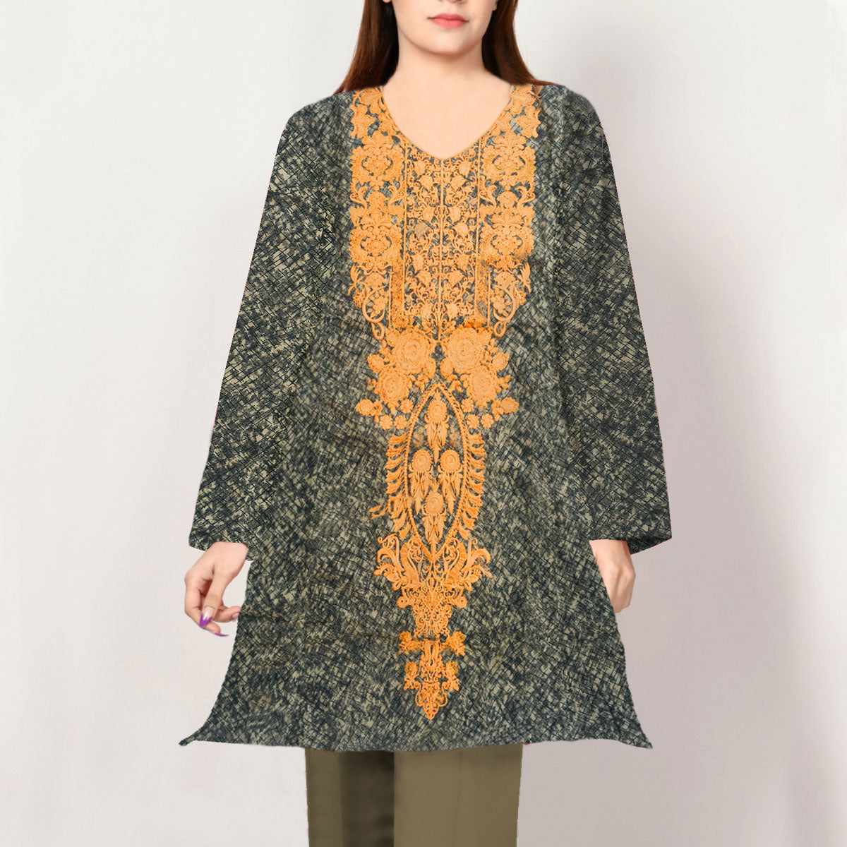 Women Embroidered Lawn Short Frok Kurti