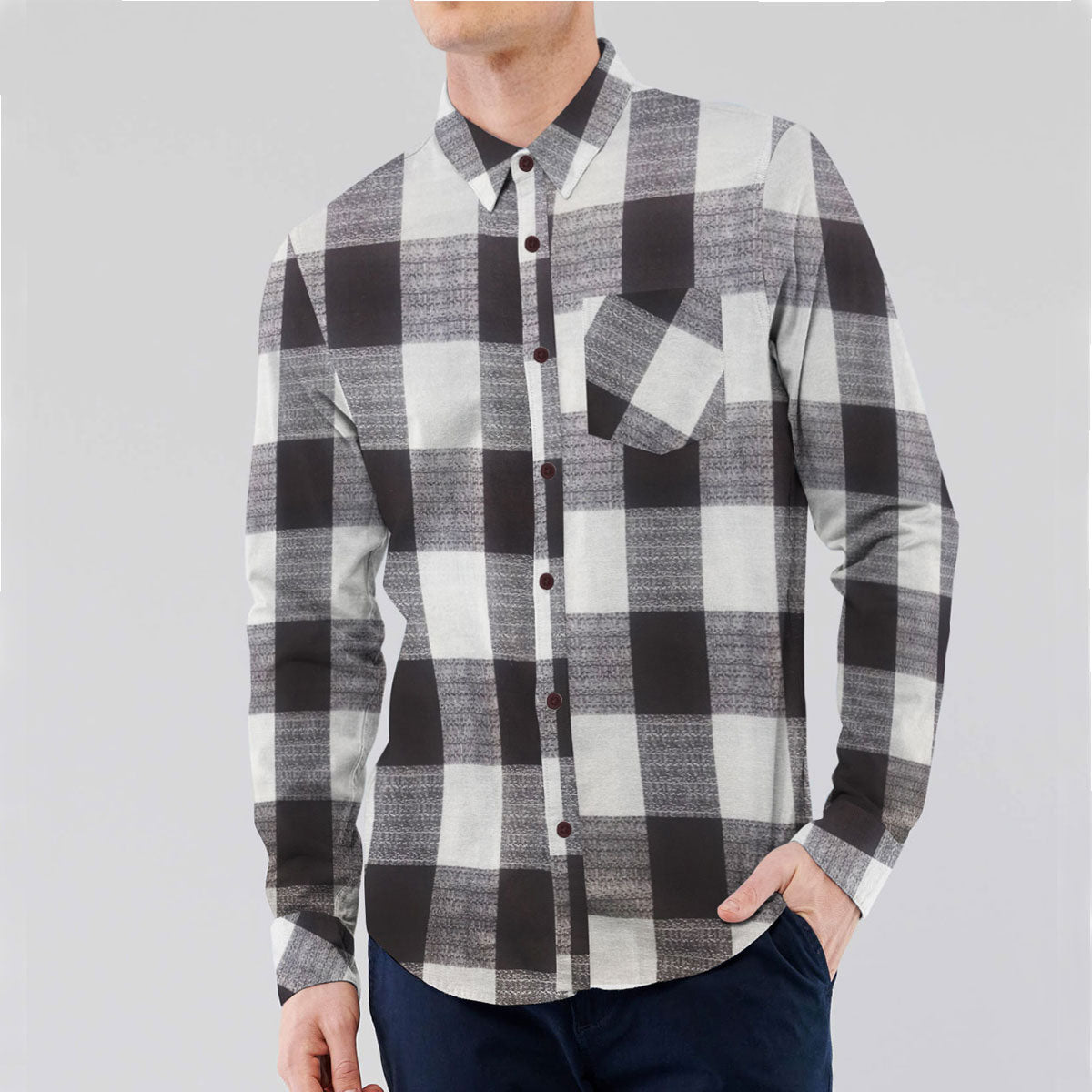 Irish Cotton Contrast Check Casual Shirt
