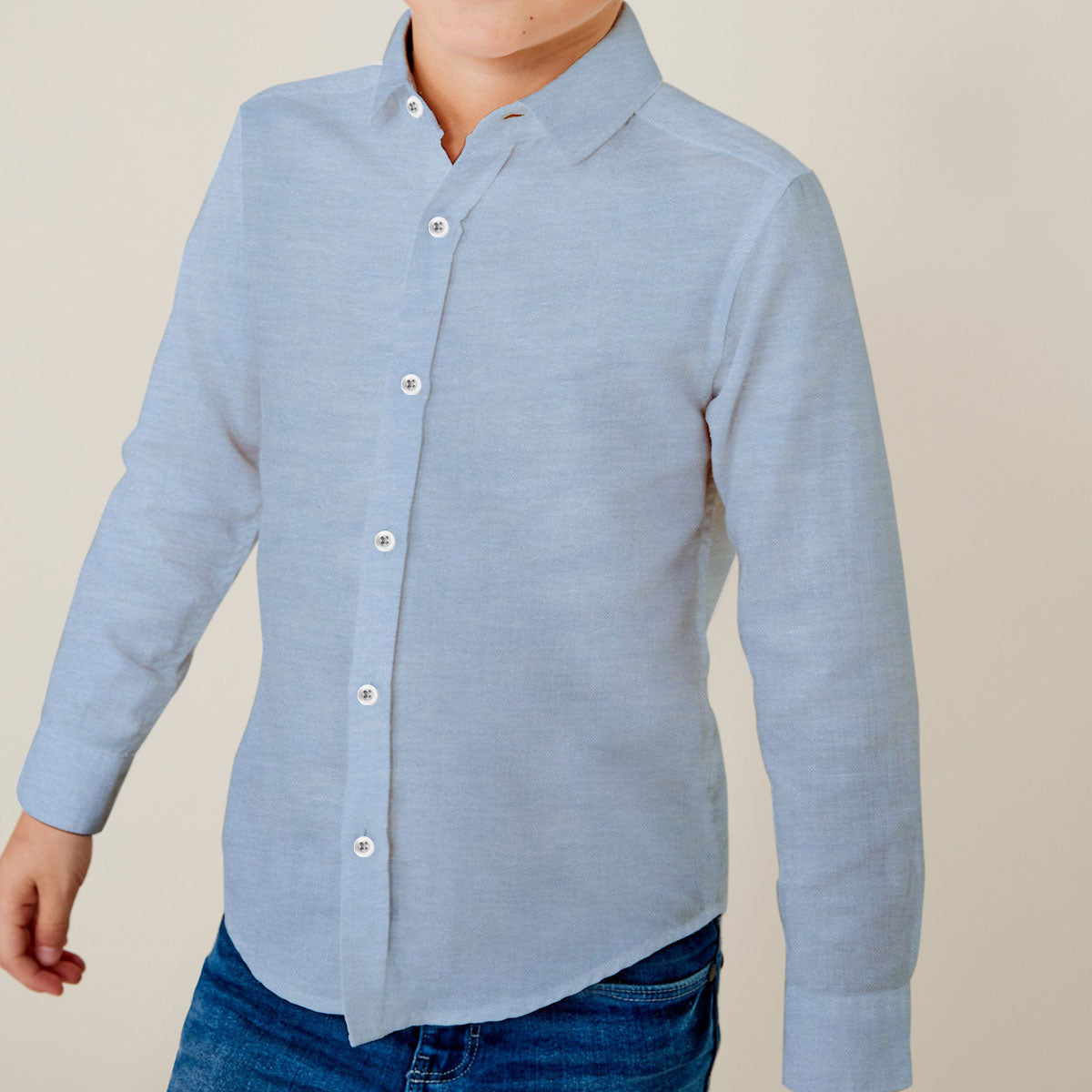 Boy's Sky Blue Solid Casual Shirt