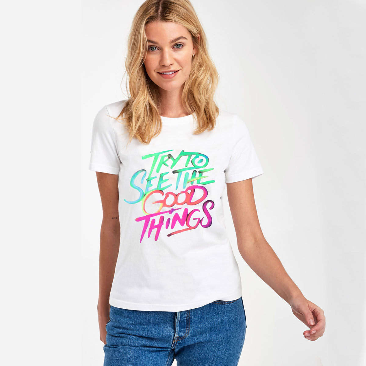 Stylish White Printed T Shirt for Women