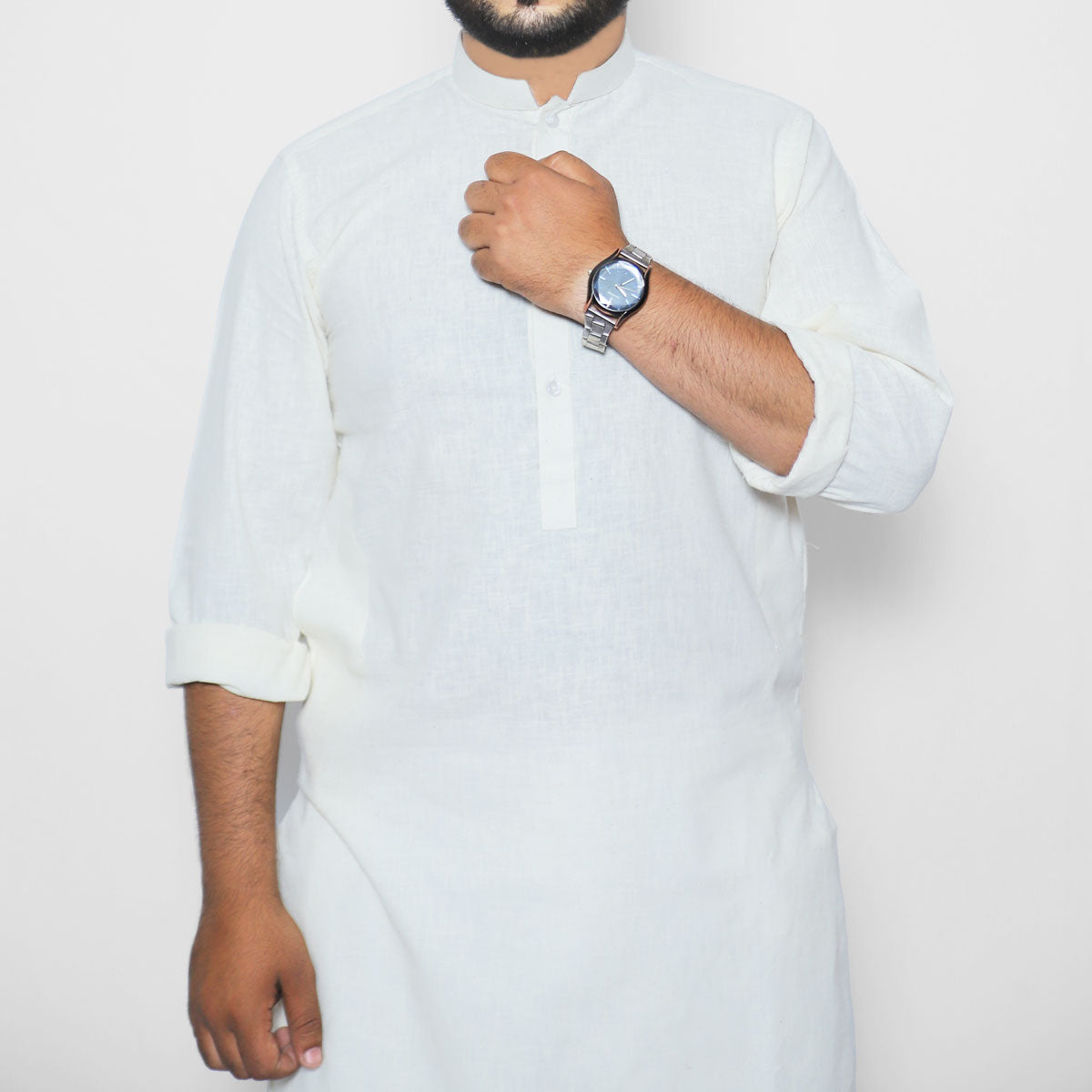 MENS OFF WHITE KHADDI COTTON KURTA