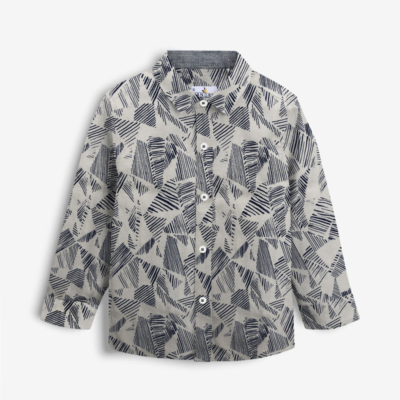 Printed Off White Boy's Casual Shirt