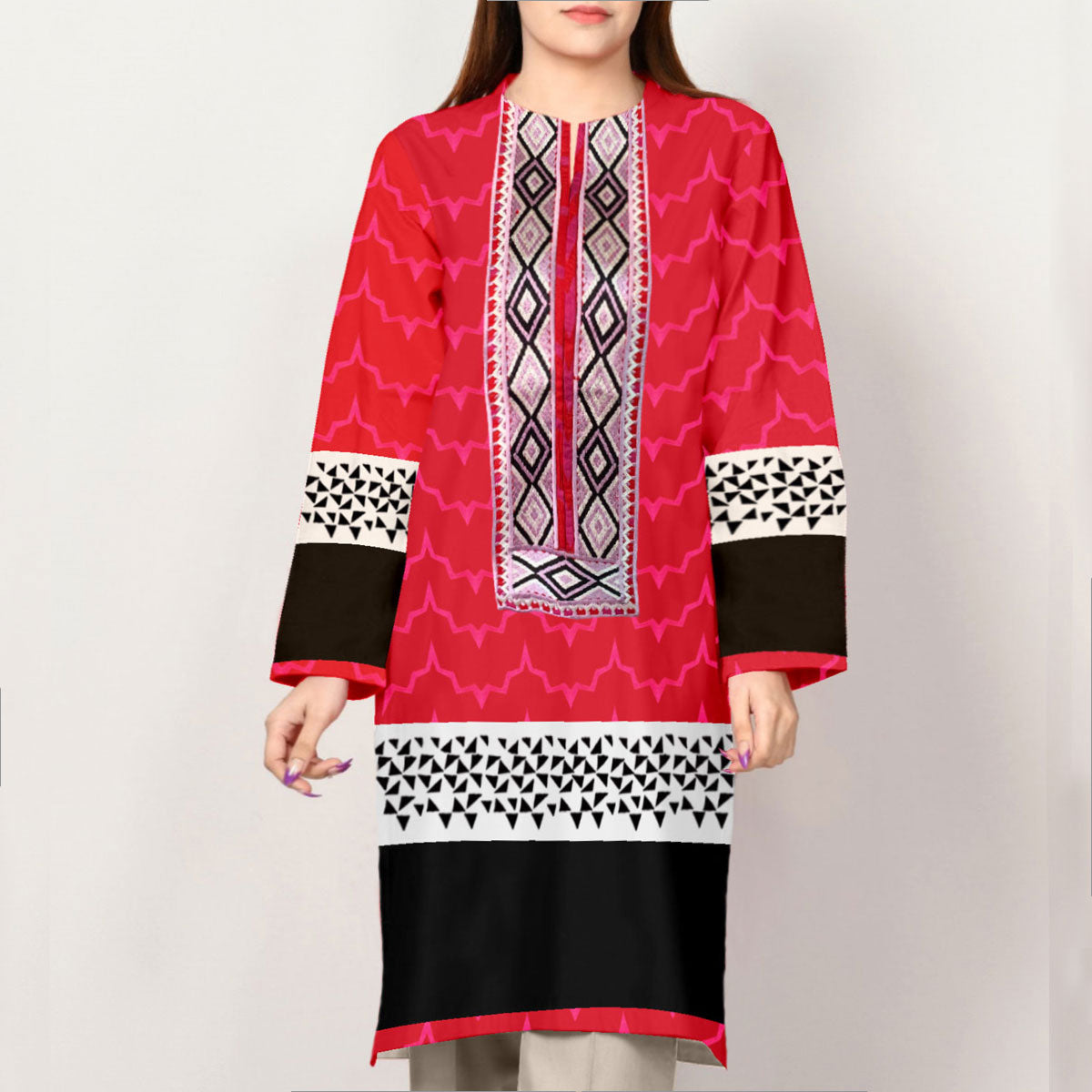 WOMEN EMBROIDERED LAWN STRAIGHT STYLE KURTI