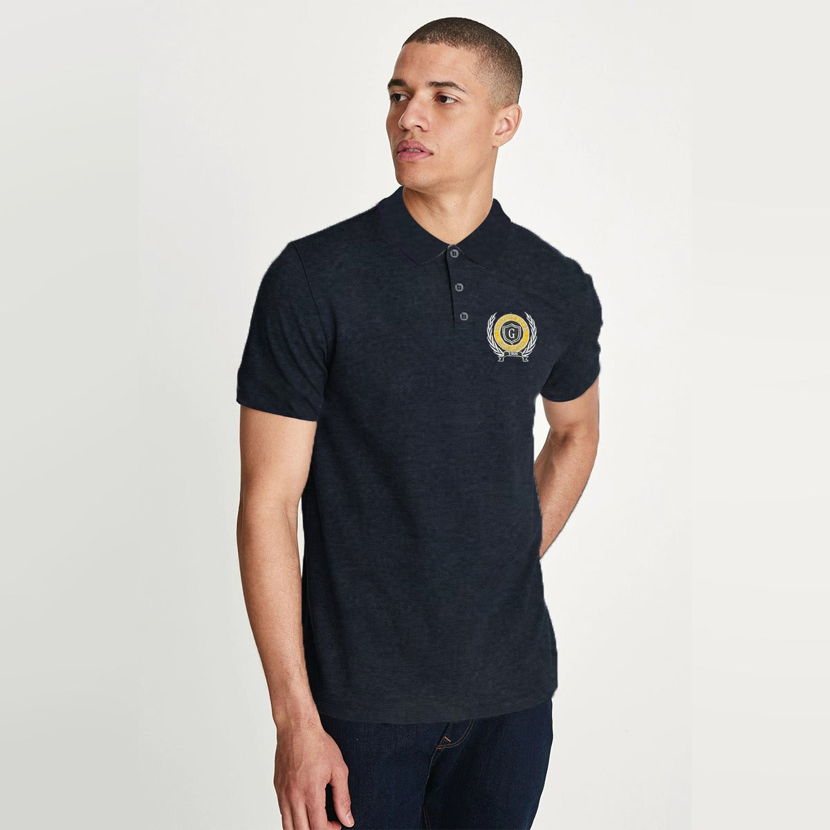 HG Signature Black Self Collar Polo Shirt