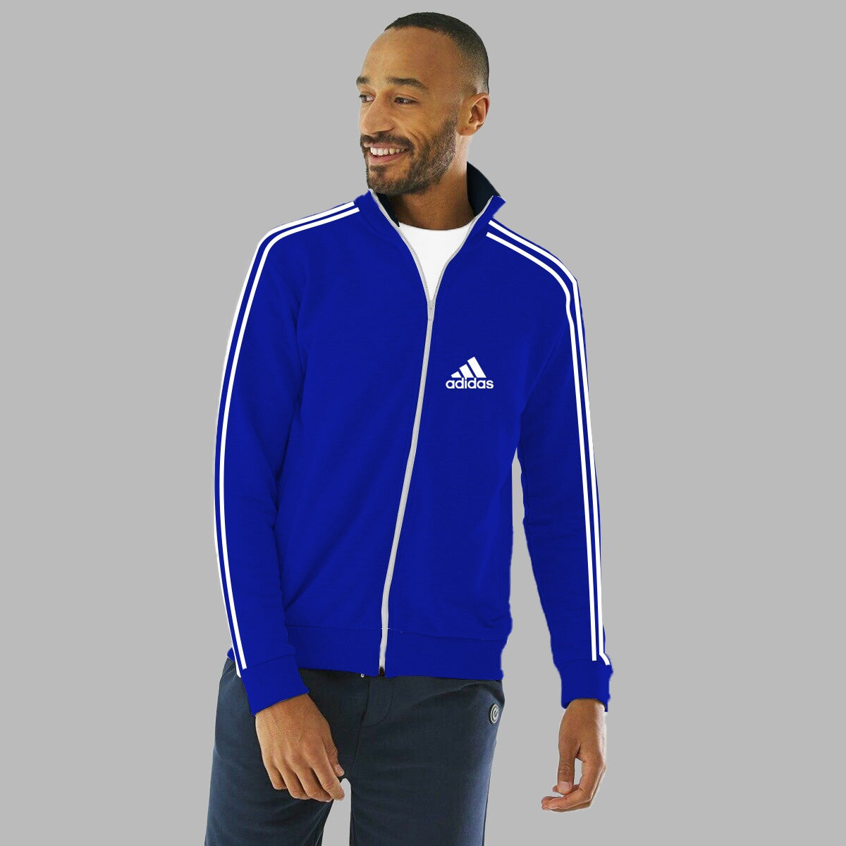 Royal Blue Mock Neck Fashion Fleece Zipper Jacket