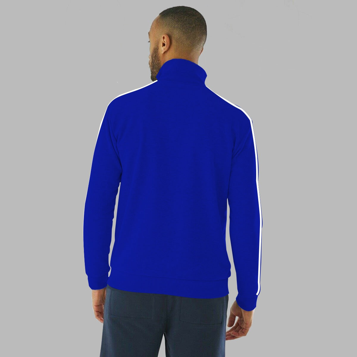 Royal Blue Mock Neck Fashion Fleece Zipper Jacket