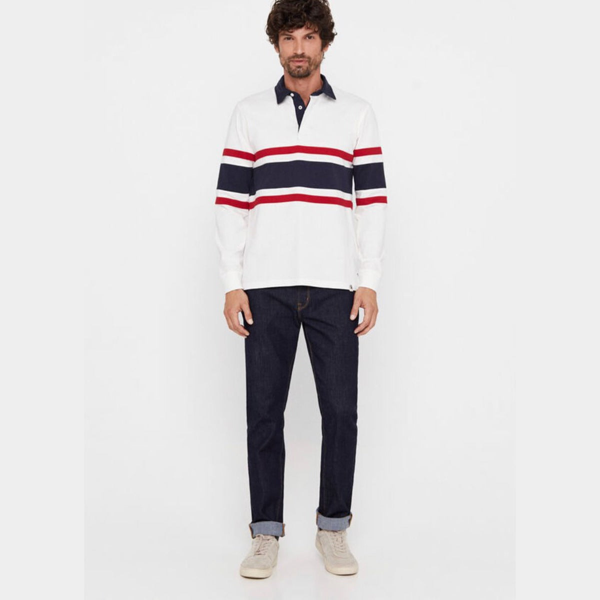 Rugby Full Sleeves Polo Shirt - White