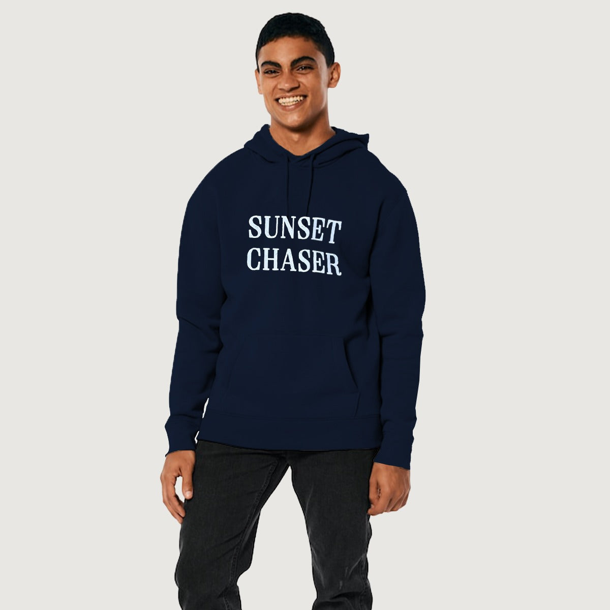 Navy "Sunset Chaser" Printed Pull Over Hoodie