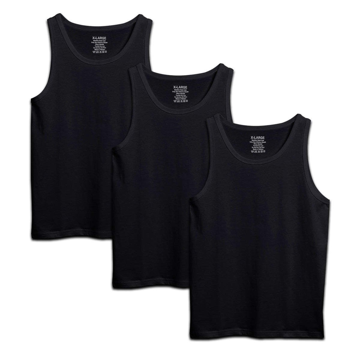 Pack Of 3 Black Cotton Vest