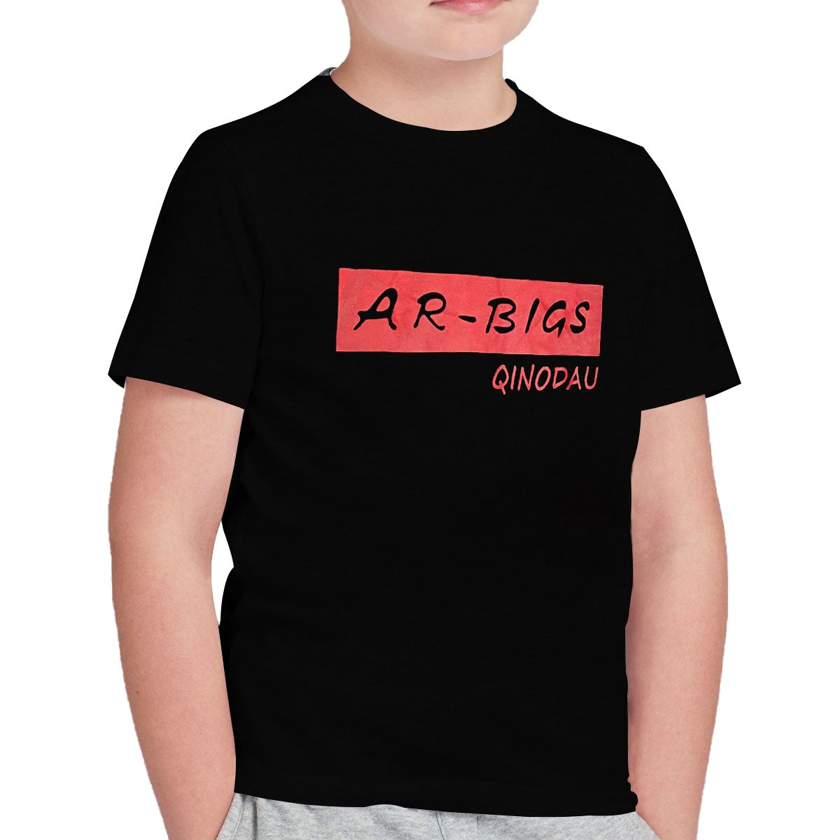 Boy's "AR-BIGS" Printed Black Tee Shirt