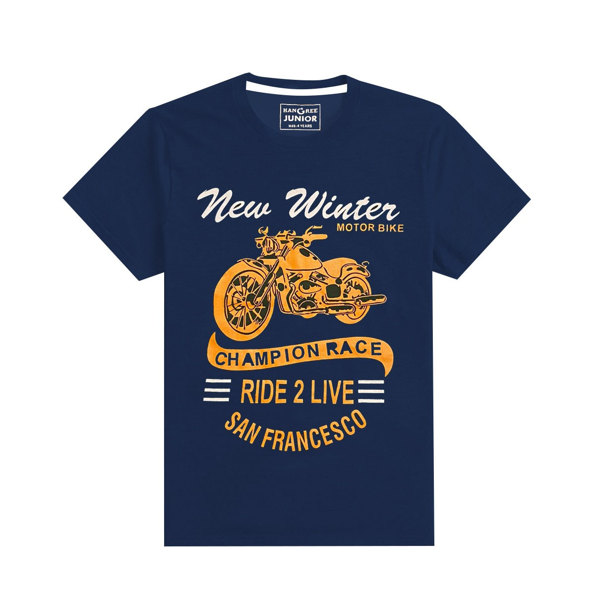 BOY'S MOTOR BIKE PRINTED NAVY TEE SHIRT