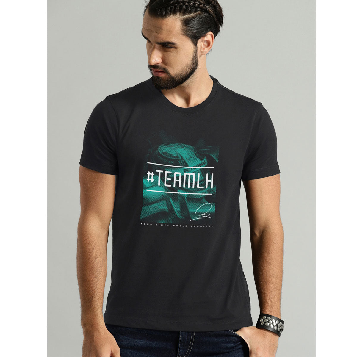 MERCEDZ #TEAMLH PRINTED BLACK T SHIRT