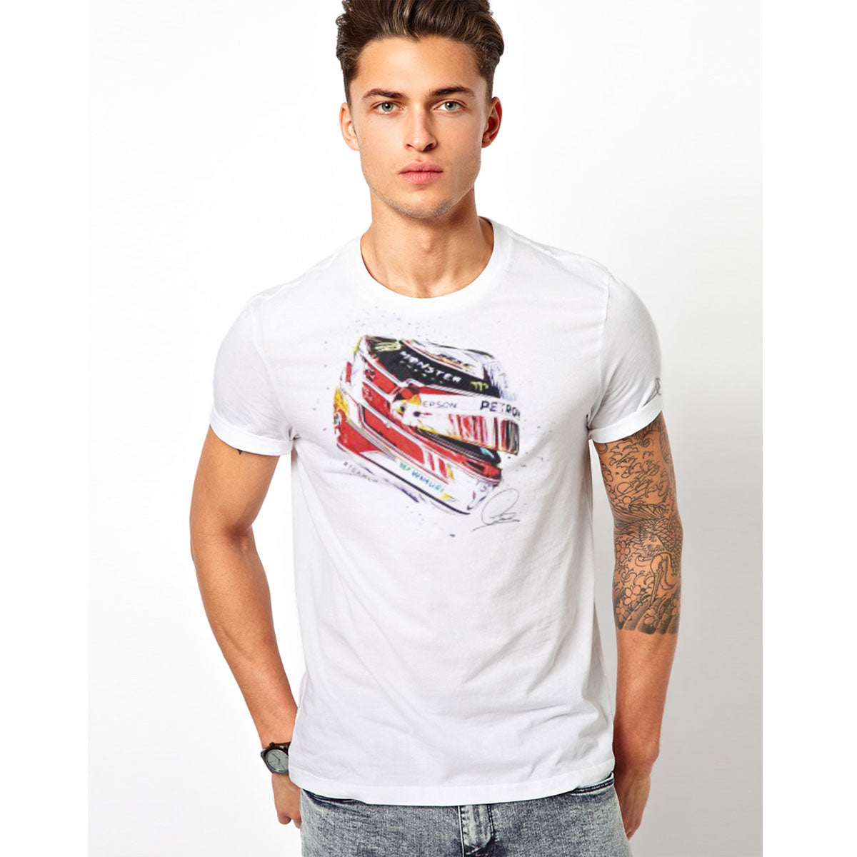MERCEDZ WHITE PRINTED T SHIRT