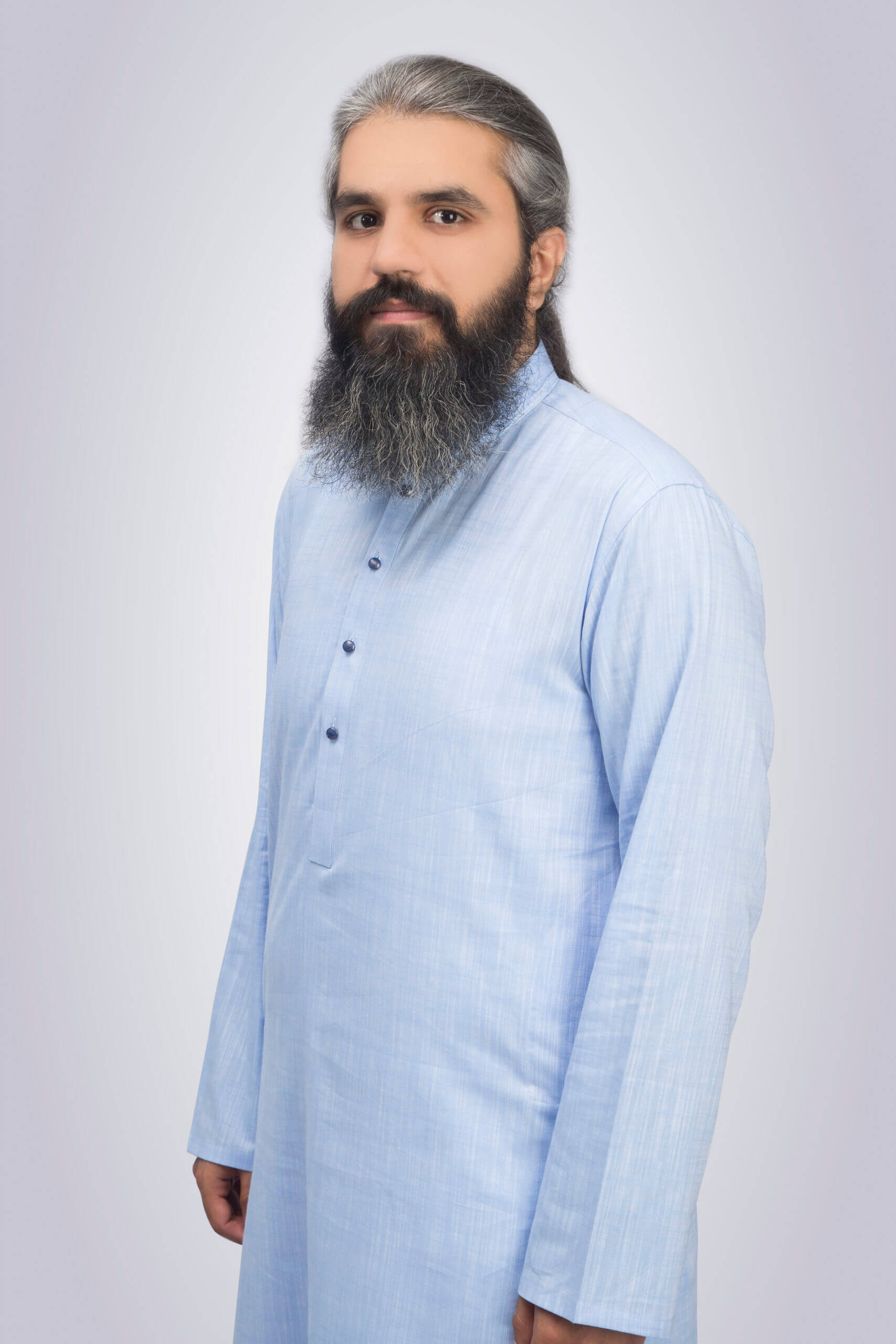 Wash N Wear Fashion Work Shalwar Kameez - Blue/White
