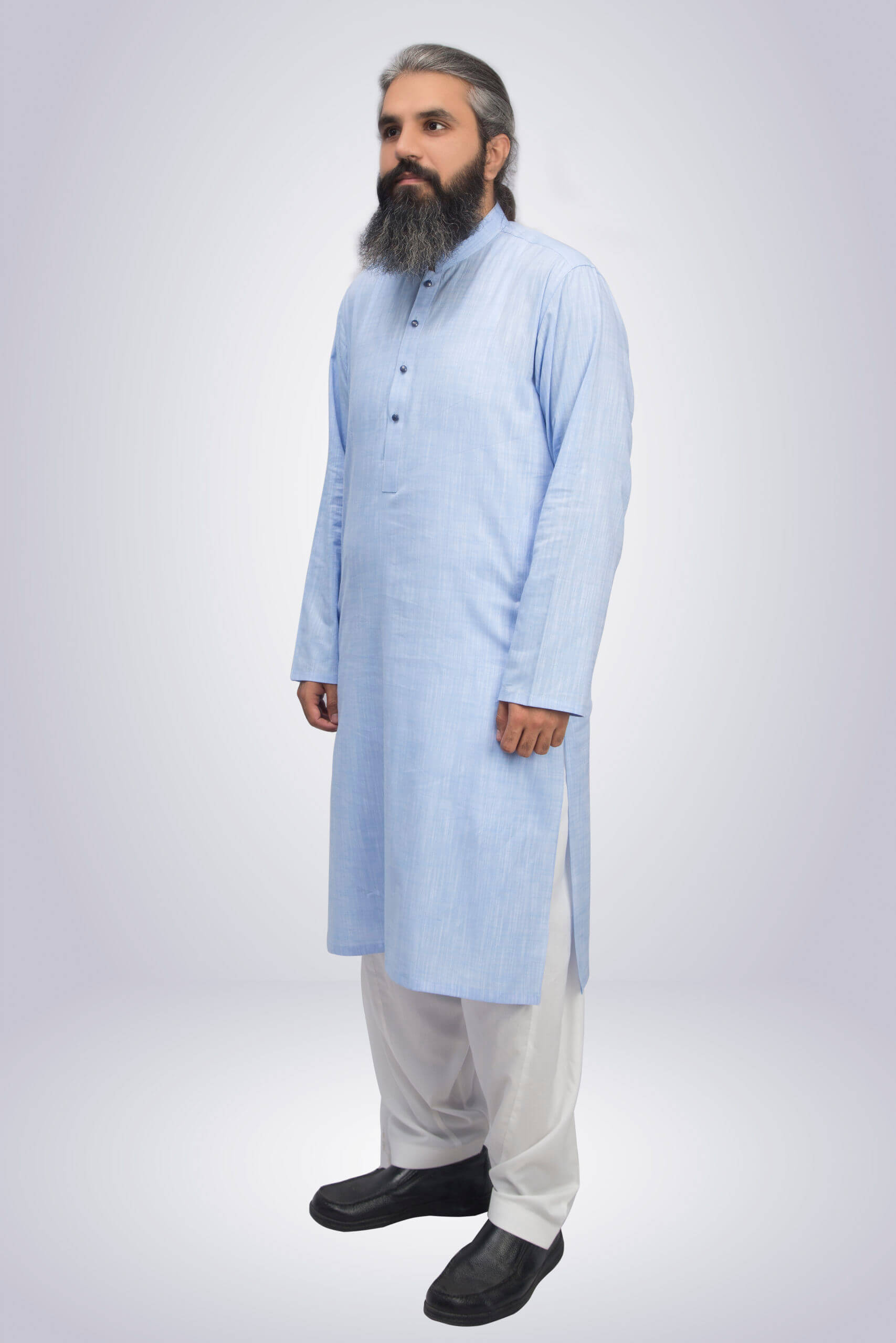 Wash N Wear Fashion Work Shalwar Kameez - Blue/White