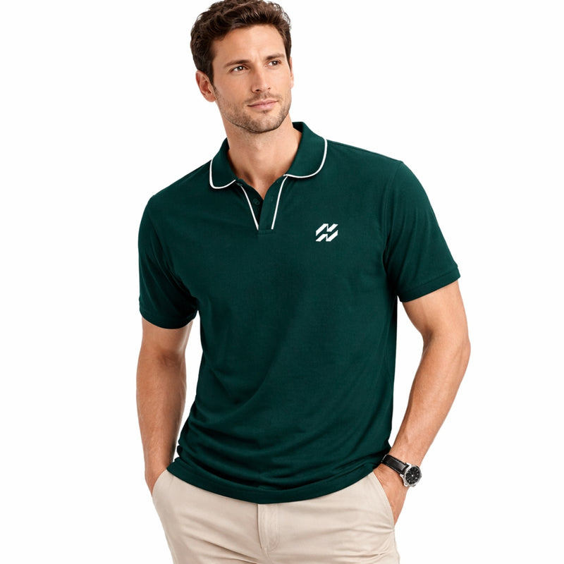 Men’s Premium Magzi Collar & Placket Polo Shirt – Bottle Green