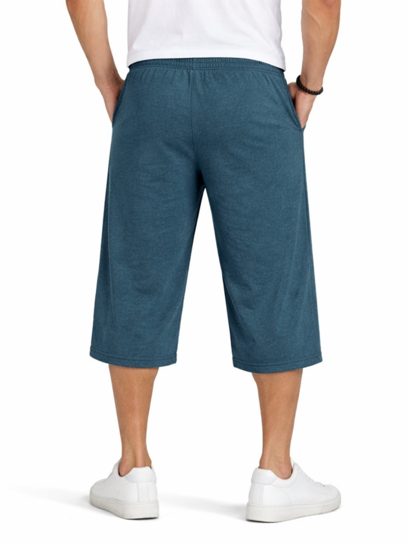 Men's Basic Summer Essential 3 Quarter Shorts - Blue Dianne