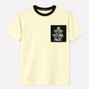 Men's Round Neck Contrast Printed Pocket Tee Shirt - Soft Yellow