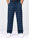 Men Casual Check Trouser - Navy