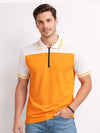 Men’s Modern Luxe Panel Half Zip Polo Shirt - Orange & White