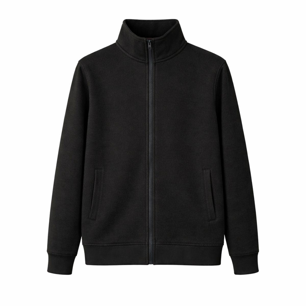 HG Classic Mock Neck Fleece Zipper Jacket - Black