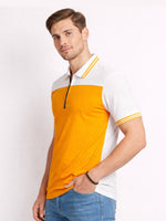 Men’s Modern Luxe Panel Half Zip Polo Shirt - Orange & White
