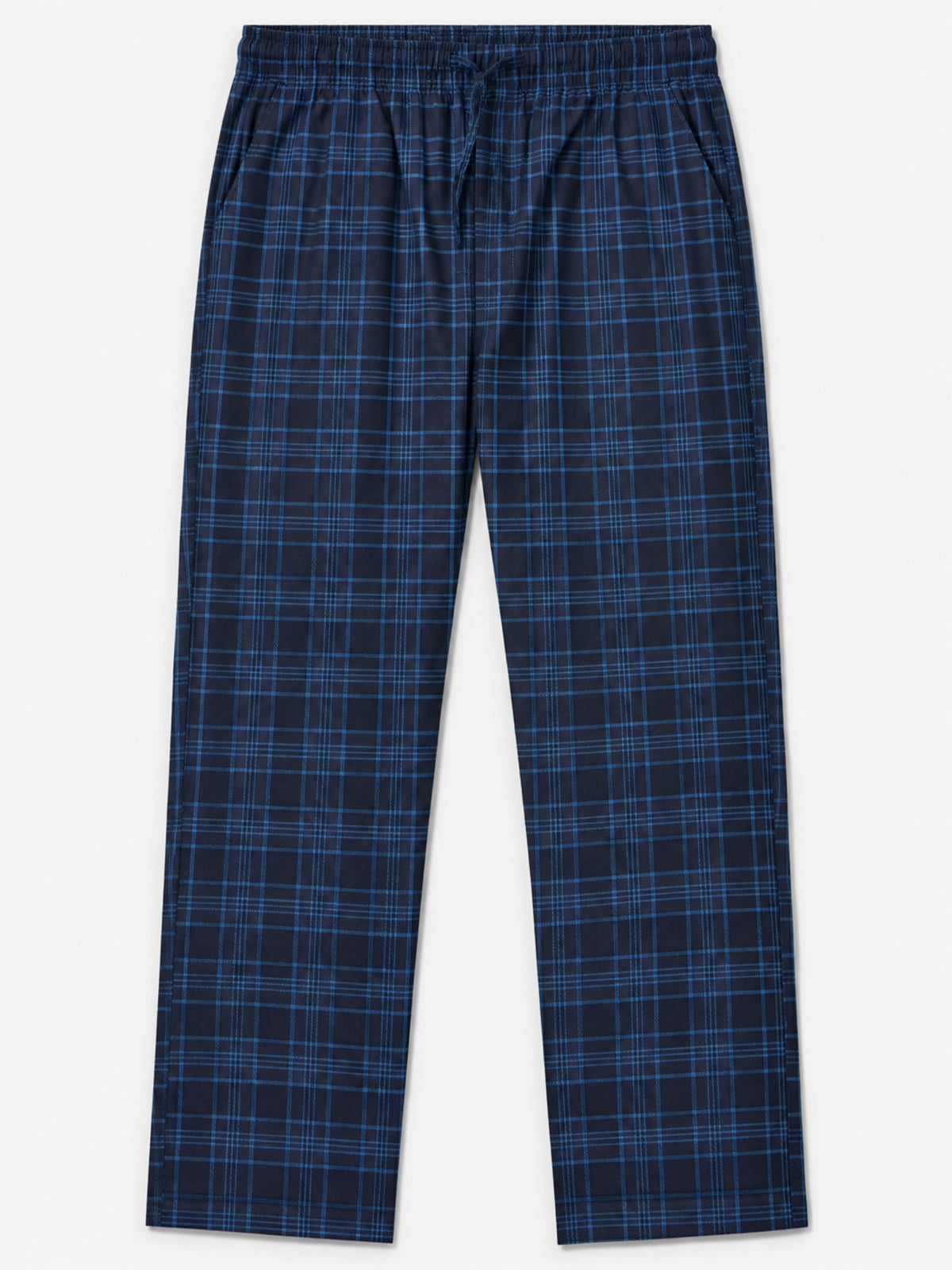 Men Casual Check Trouser - Navy