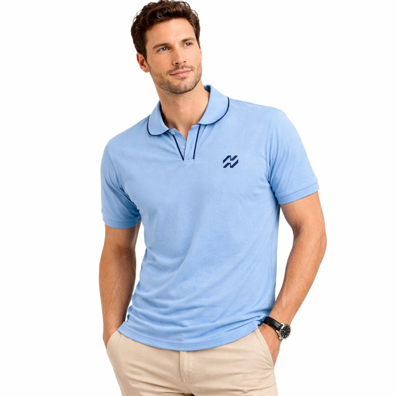 Men’s Premium Magzi Collar & Placket Polo Shirt – Sky Blue