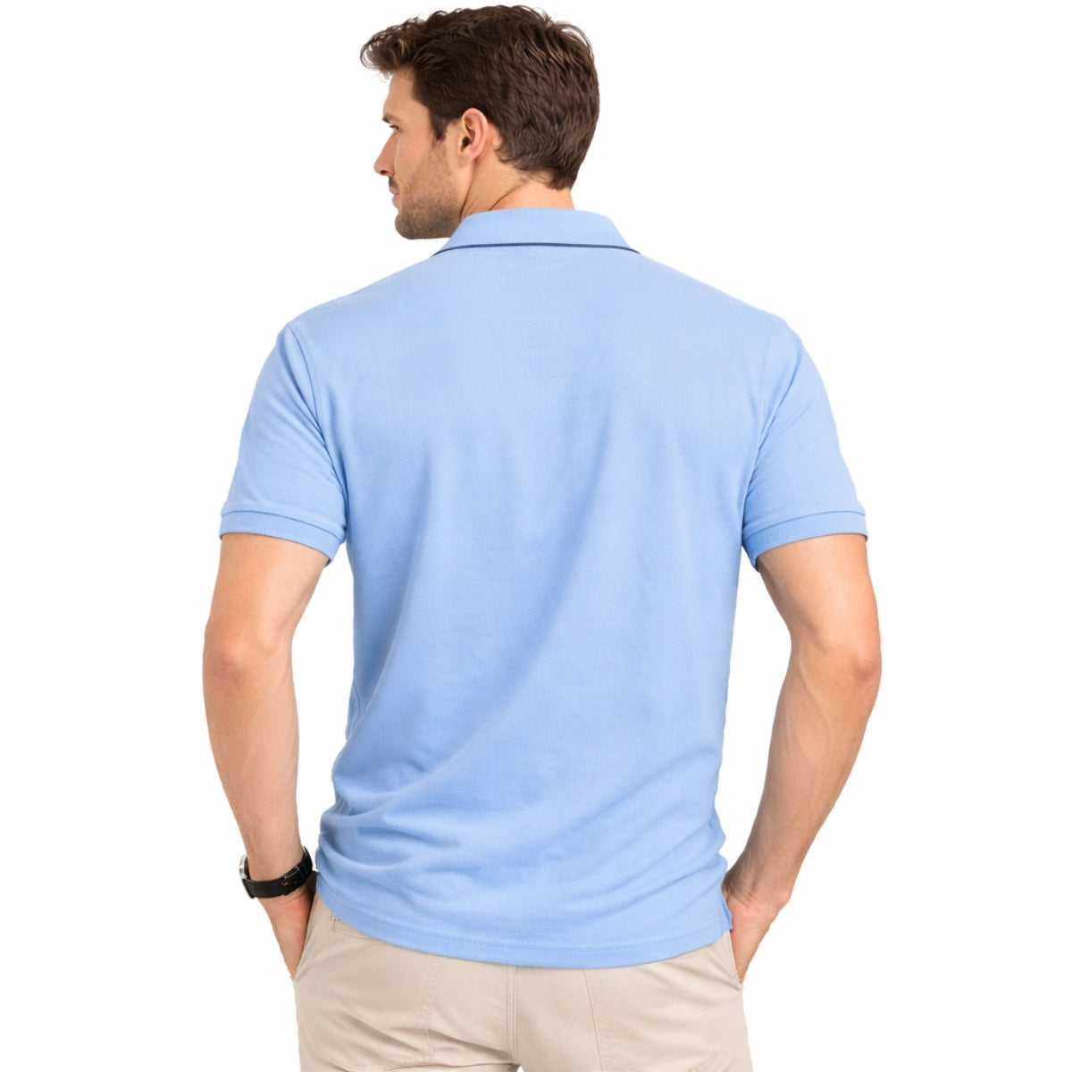Men’s Premium Magzi Collar & Placket Polo Shirt – Sky Blue