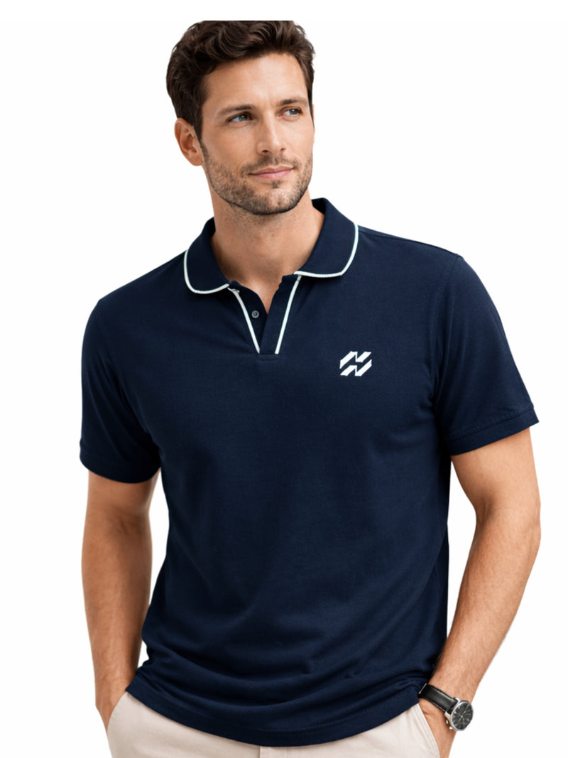 Men’s Premium Magzi Collar & Placket Polo Shirt – Navy