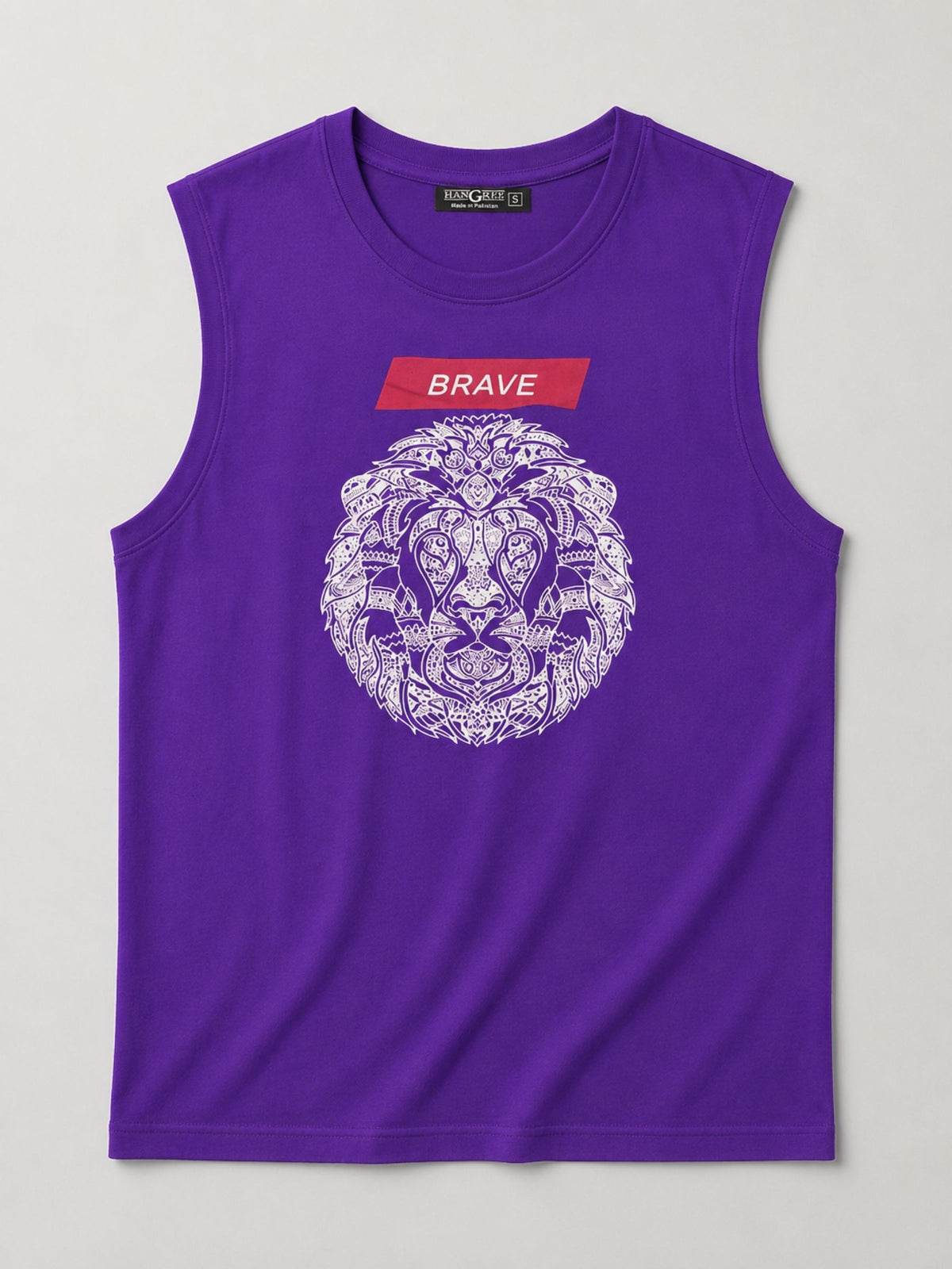 Graphic Printed Sleeveless Tee Shirt - Purple