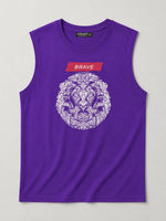 Graphic Printed Sleeveless Tee Shirt - Purple