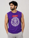Graphic Printed Sleeveless Tee Shirt - Purple