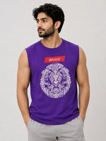Graphic Printed Sleeveless Tee Shirt - Purple