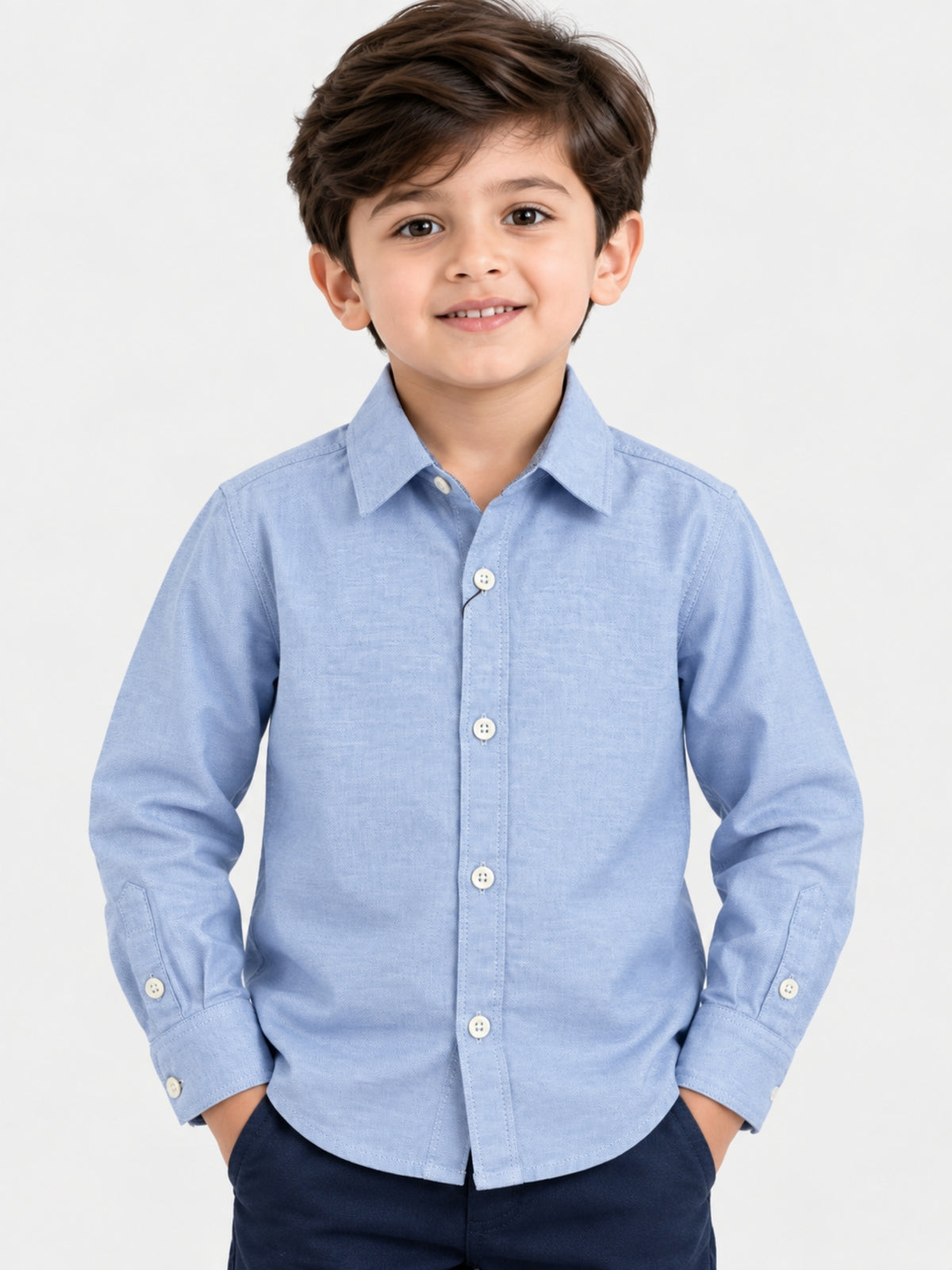 Boy's Sky Blue Solid Casual Shirt