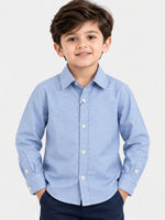 Boy's Sky Blue Solid Casual Shirt