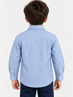 Boy's Sky Blue Solid Casual Shirt
