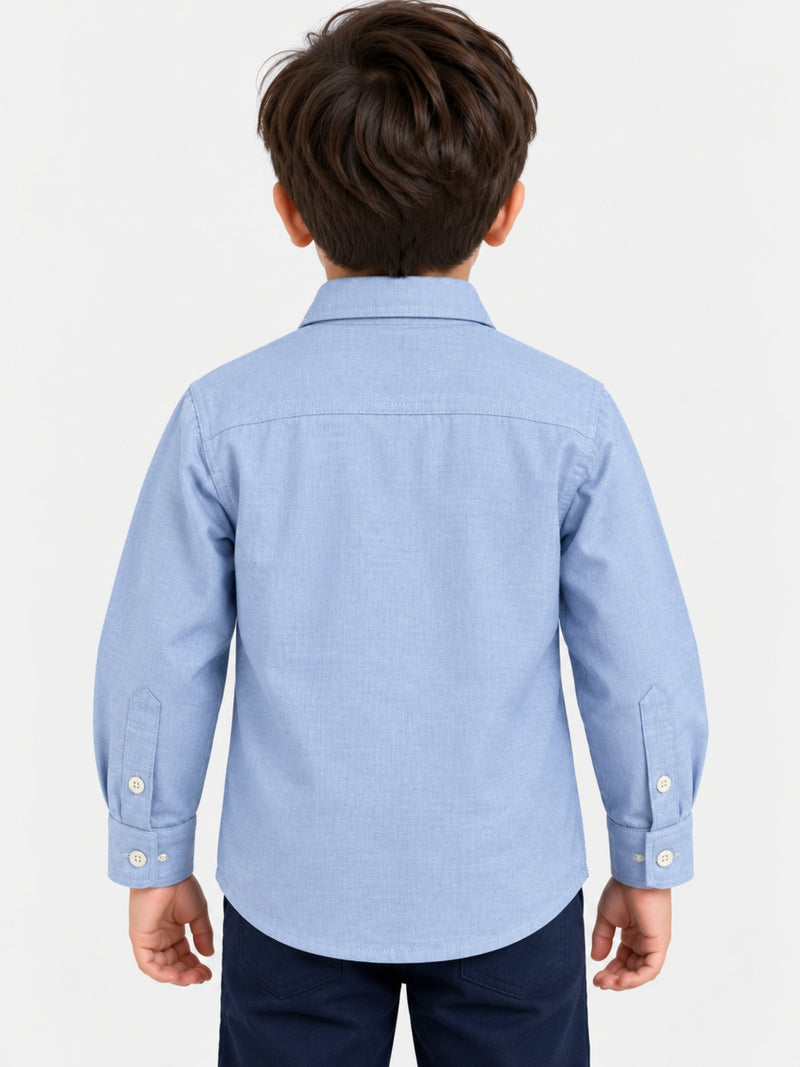 Boy's Sky Blue Solid Casual Shirt