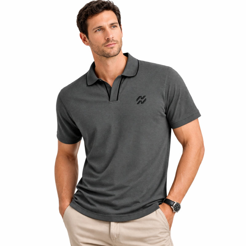 Men’s Premium Magzi Collar & Placket Polo Shirt – Charcoal